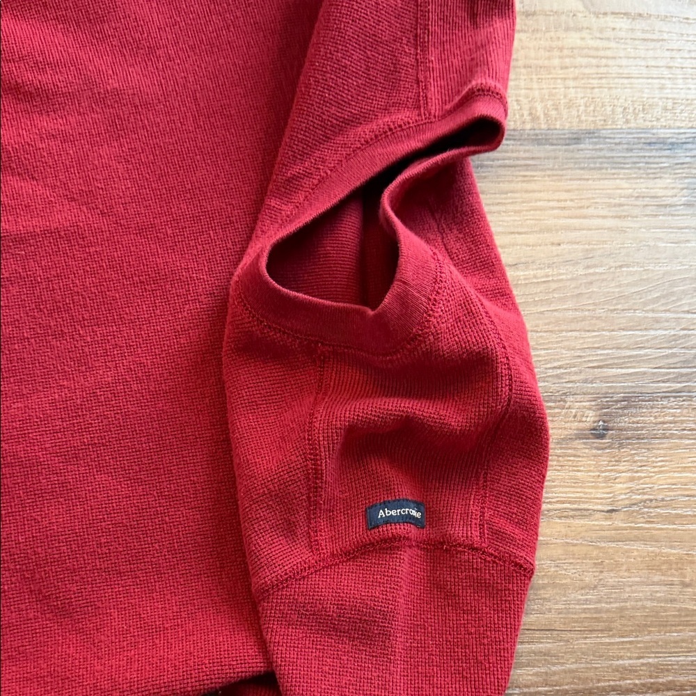 Abercrombie & Fitch muscle Y2K Red Long Sleeve Crewneck waffle knit size S - Picture 3 of 9